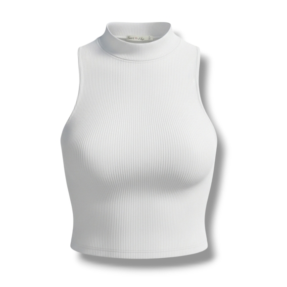 Heart & Hips Tops - Heart & Hips women's white high neck sleeveless raceback layering tank top small